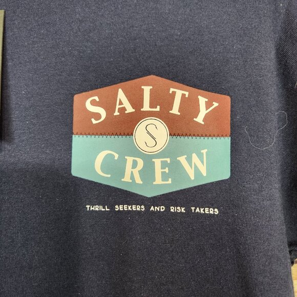 NWT Salty Crew T Shirt Men's Size S Blue Short Sleeve Thrill Seekers Risk Takers - Picture 6 of 11